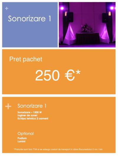 pret inchiriere sonorizare nunta corporate